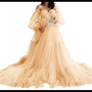 Off the shoulder maternity gown